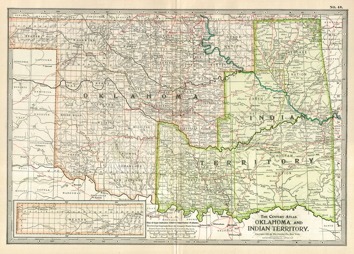 (OK.) OKLAHOMA AND INDIAN TERRITORY. – The Old Map Gallery