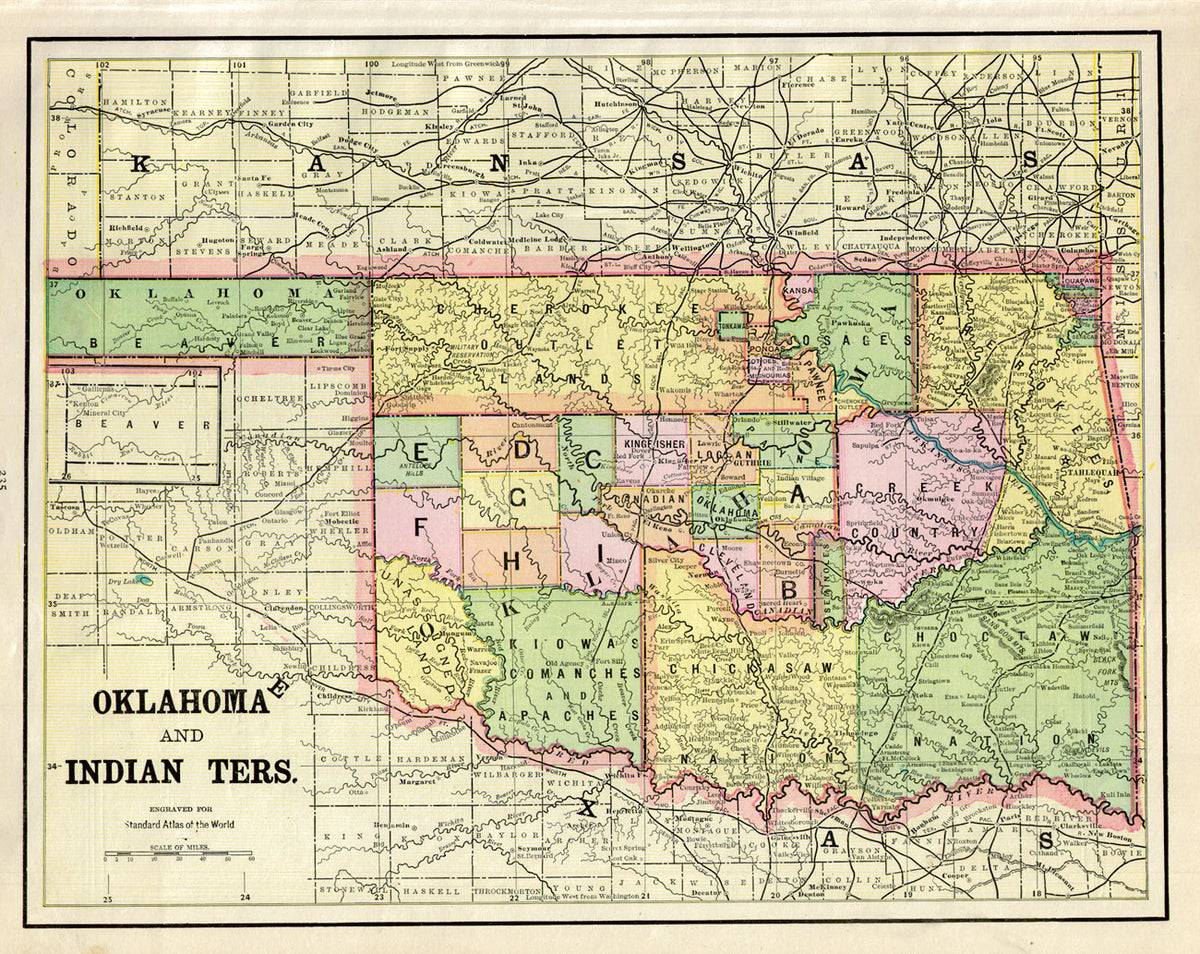 (OK.) Oklahoma And Indian Ters – The Old Map Gallery