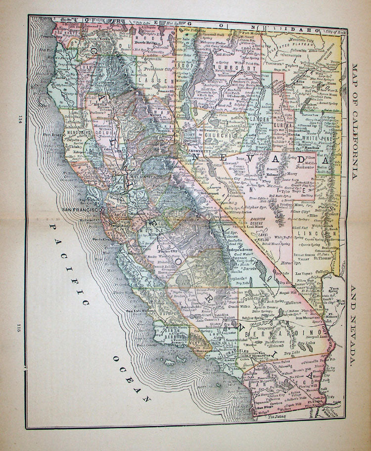 Map of California and Nevada – The Old Map Gallery