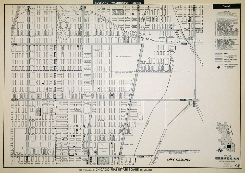 (IllinoisChicago) Roseland Washington Heights The Old Map Gallery