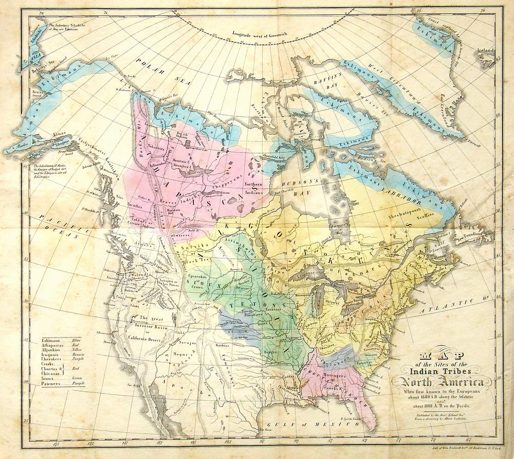 (North America) Map of the Sites of the Indian Tribes of North A – The ...
