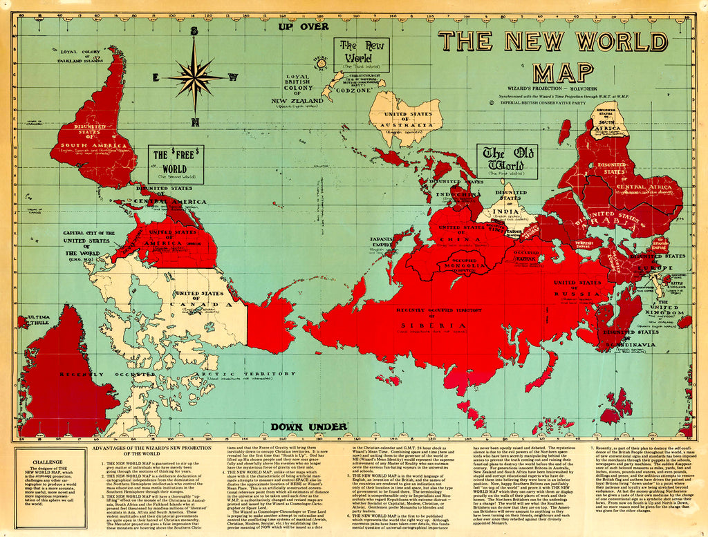 (World) The New World Map - Wizard's Projection, Ian Brackenbury Channell - Derek C. Banks, c. 1980