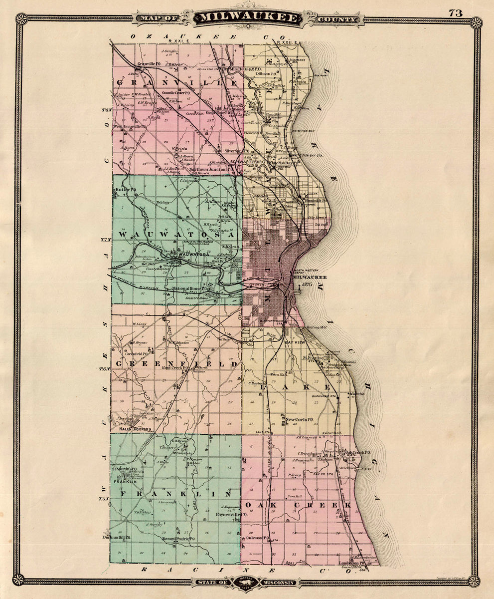 (WI. Milwaukee County) Map Of Milwaukee County The Old Map Gallery