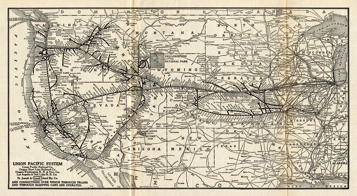 (West - Railroads) Union Pacific System