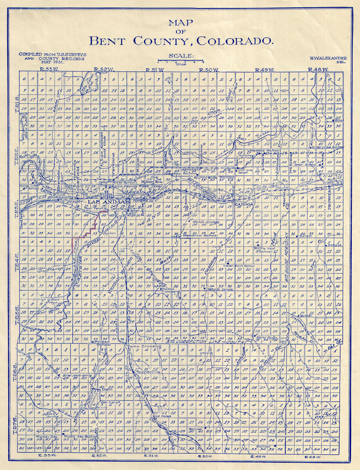 (CO. - Bent County) Map of Bent County, Colorado.