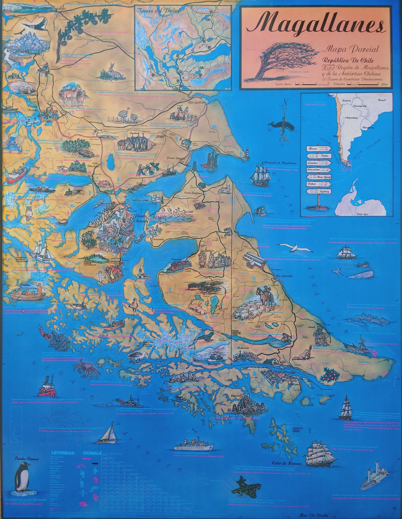 (South America) Magallanes - Mapa Parcial Republica De Chile...