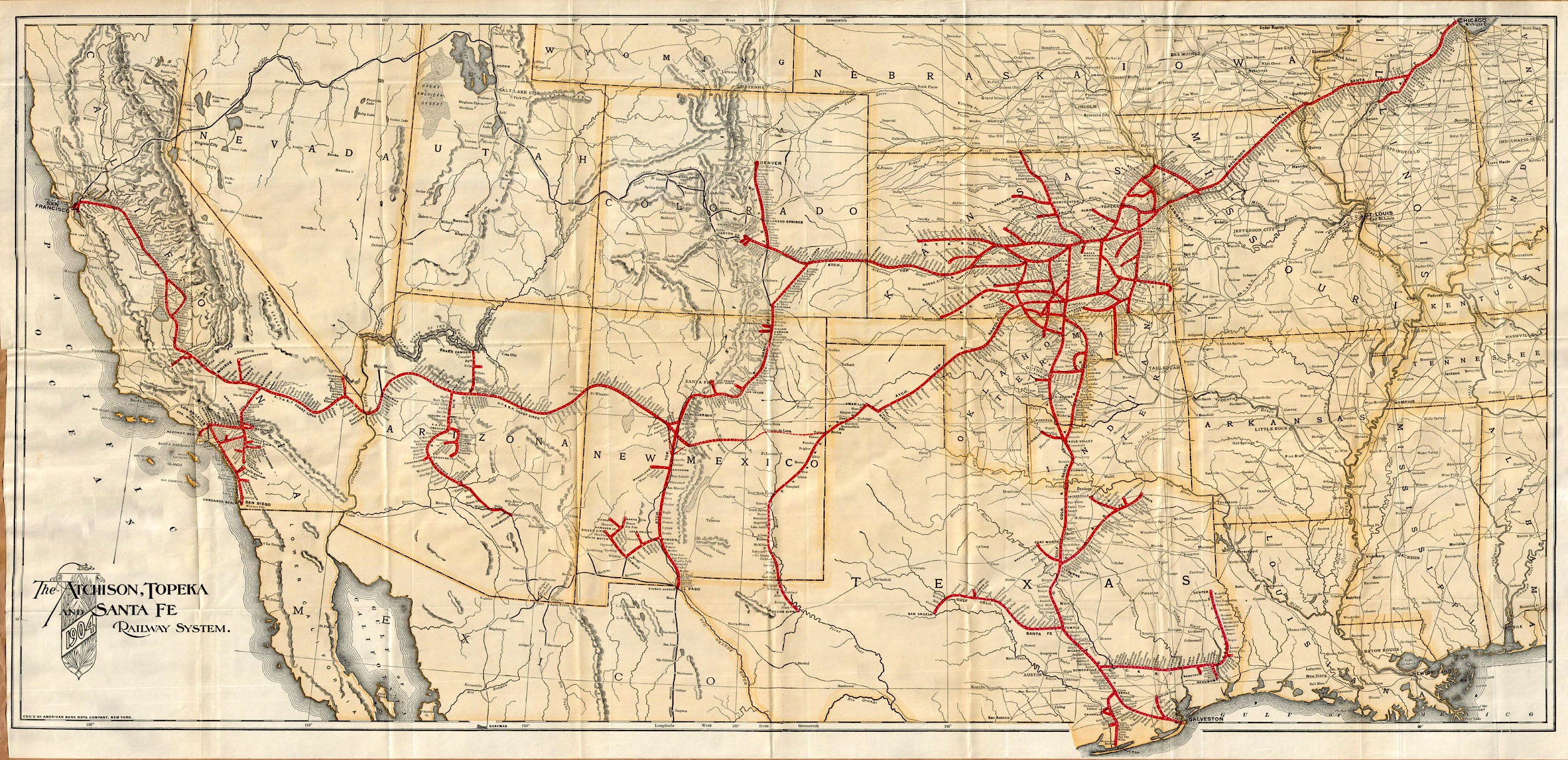 (US Railroad - Southwest) The Atchison, Topeka And Santa Fe Railway System