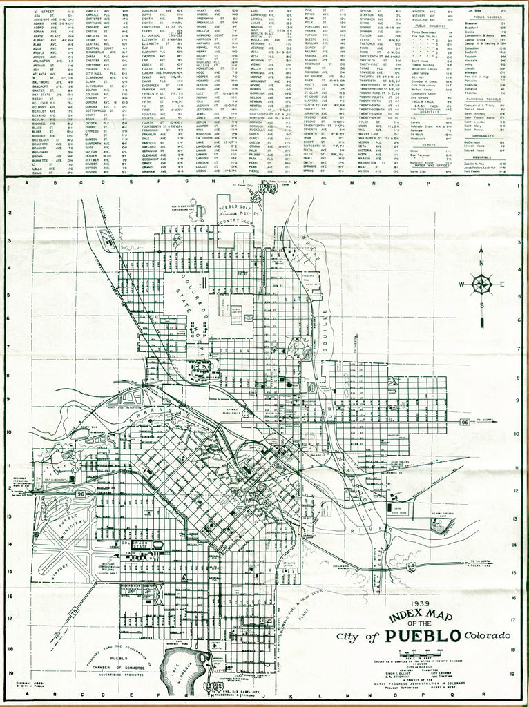 (CO. - Pueblo) Index Map Of The City of Pueblo Colorado – The Old Map