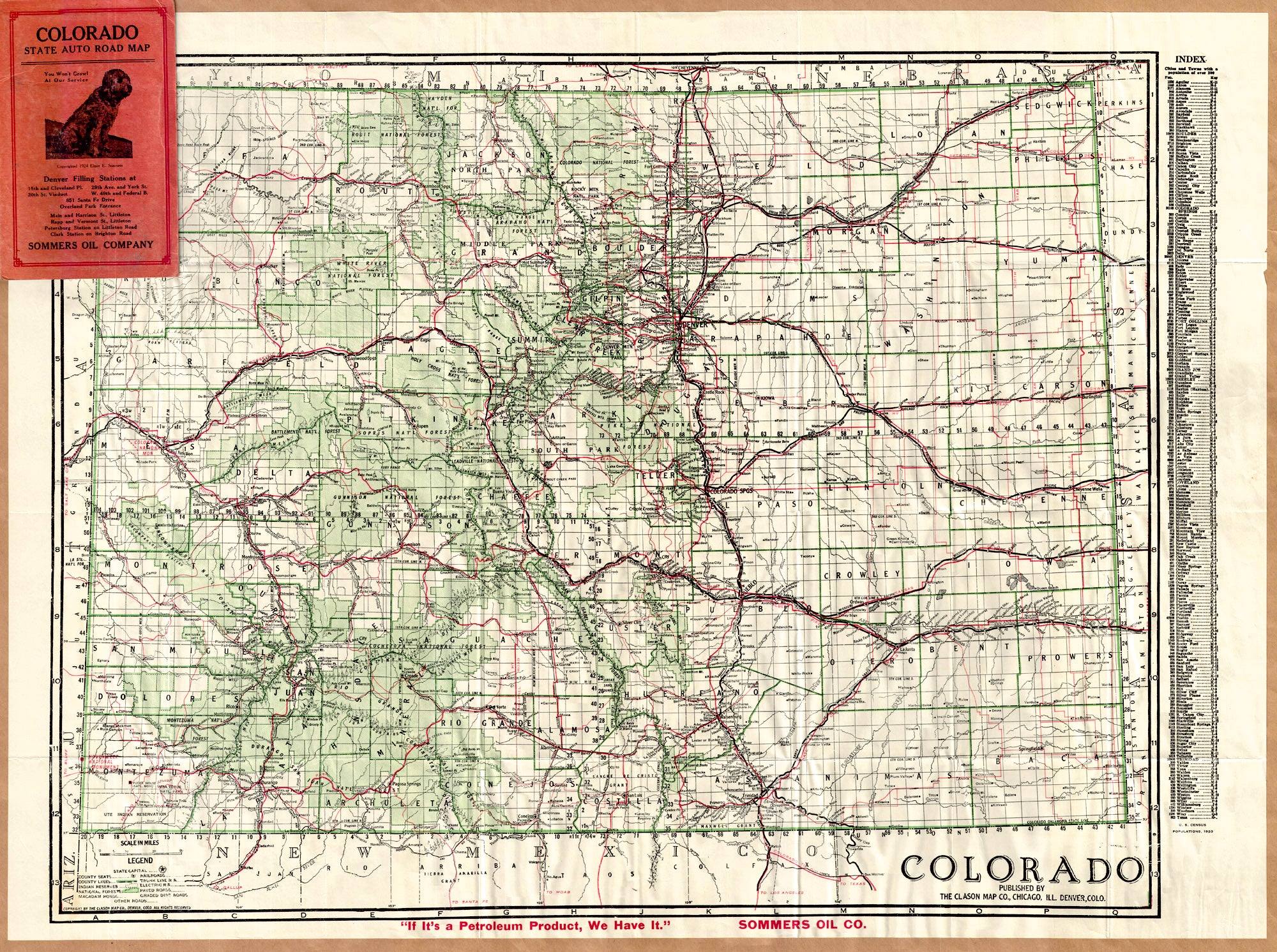 (CO.) Colorado State Auto Road Map – The Old Map Gallery