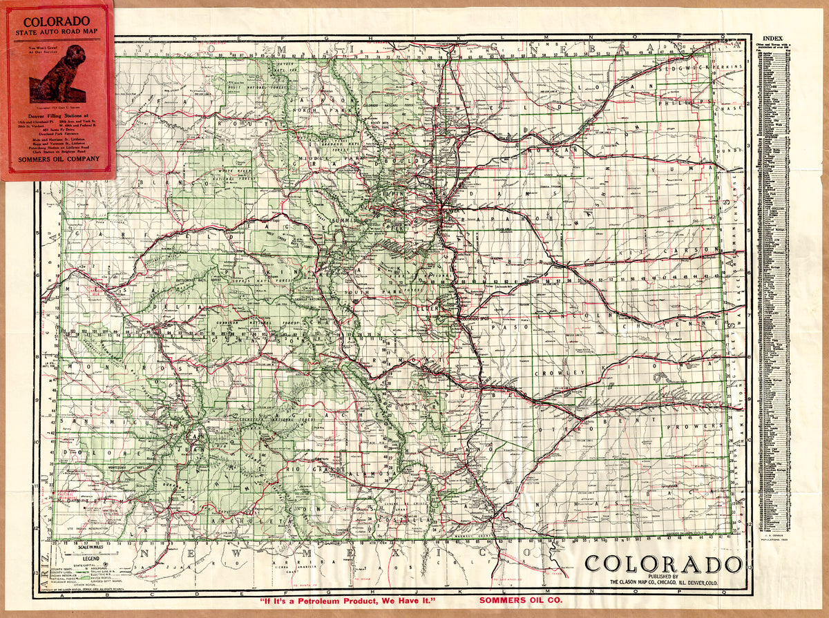 (CO.) Colorado State Auto Road Map – The Old Map Gallery