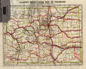 (CO.) Clason's Midget Road Map Of Colorado