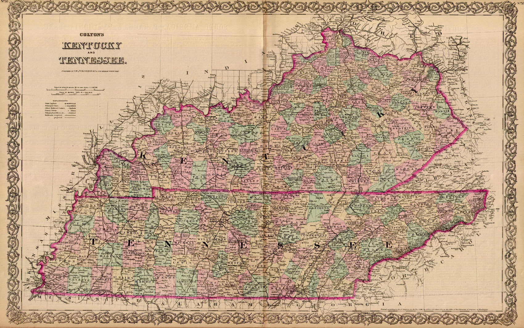 (KY. & TN.) Colton's Kentucky And Tennessee.