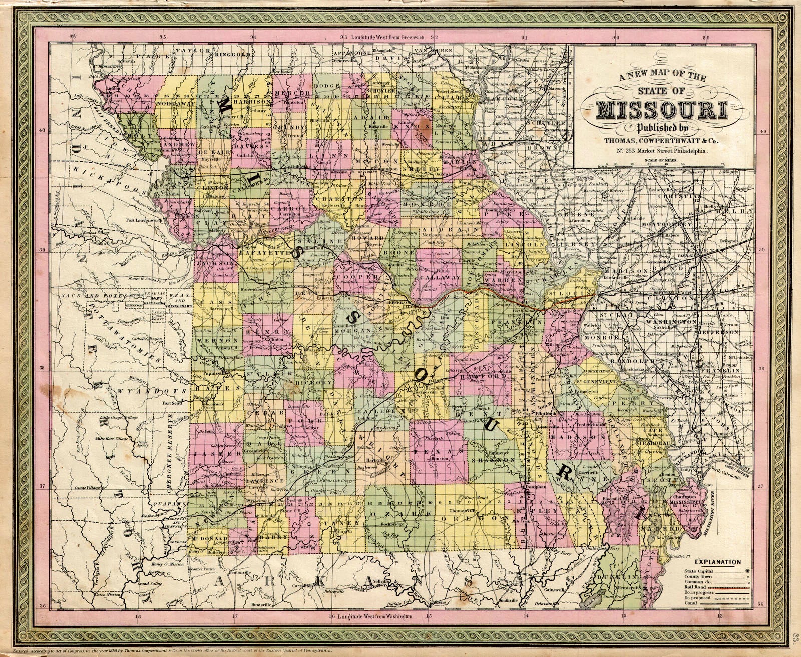 (MO.) A New Map Of The State Of Missouri