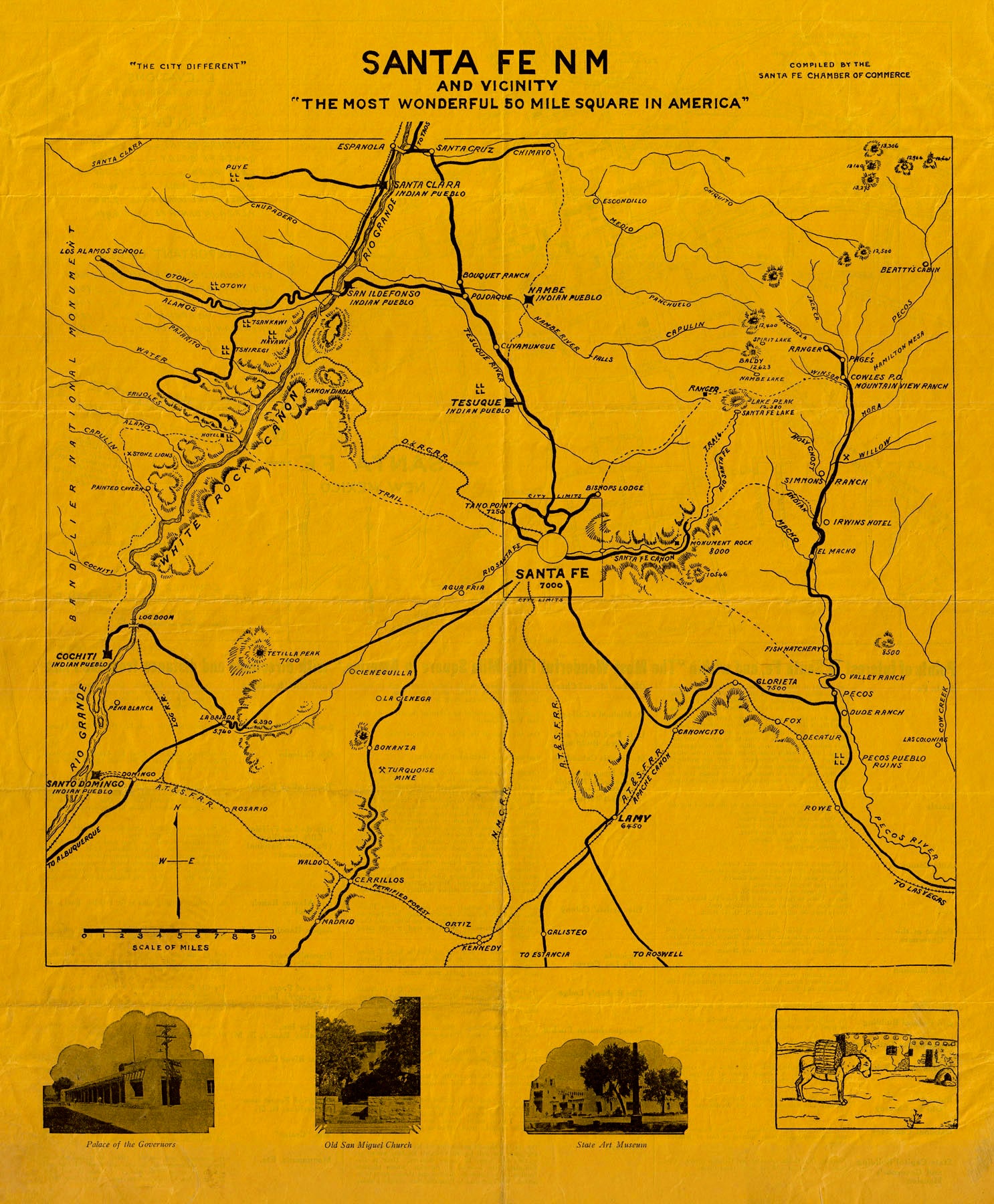 Santa Fee Map (NM.- Santa Fe) Santa Fe NM - And Vicinity – The Old Map Gallery