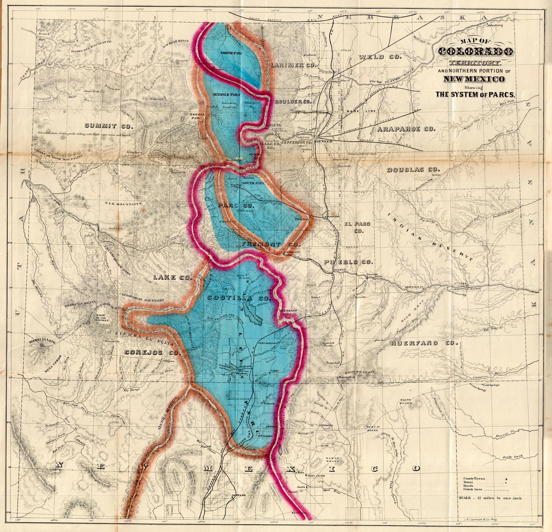 (CO.) Map Of Colorado Territory, And Northern Portion Of New Mexico