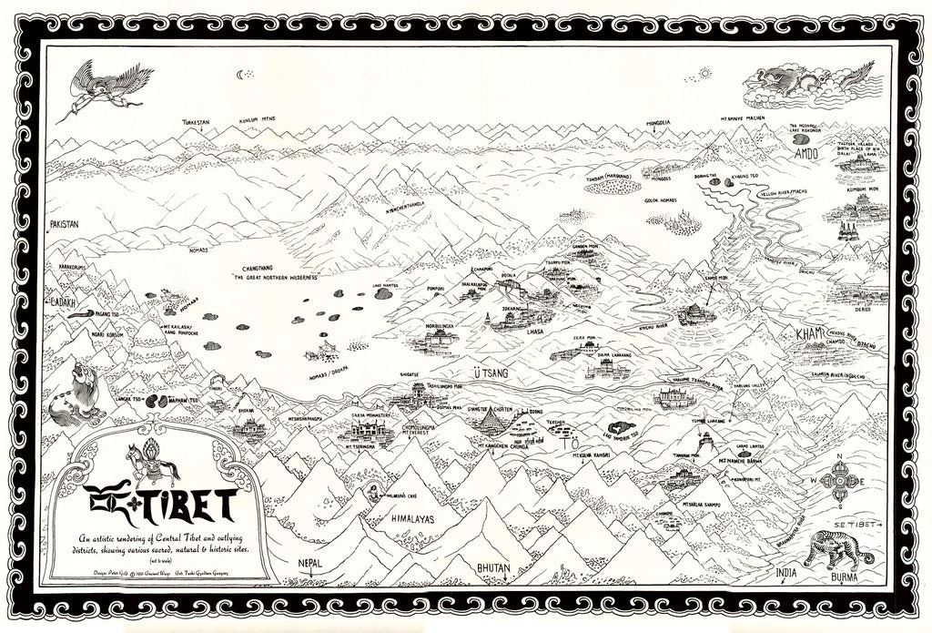 (Tibet) An artistic rendering of Central Tibet and outlying districts ...