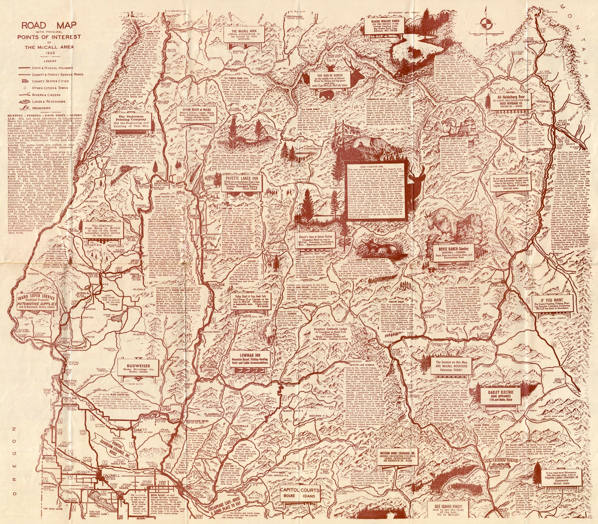 (ID. - McCall) Road Map With Principal Points of Interest Of The McCall Area