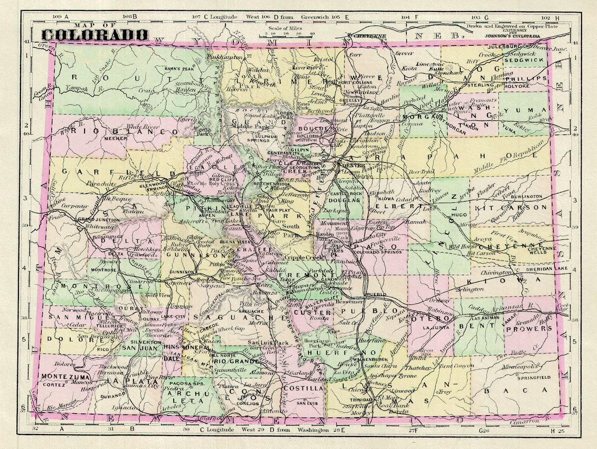 (CO.) Map of Colorado