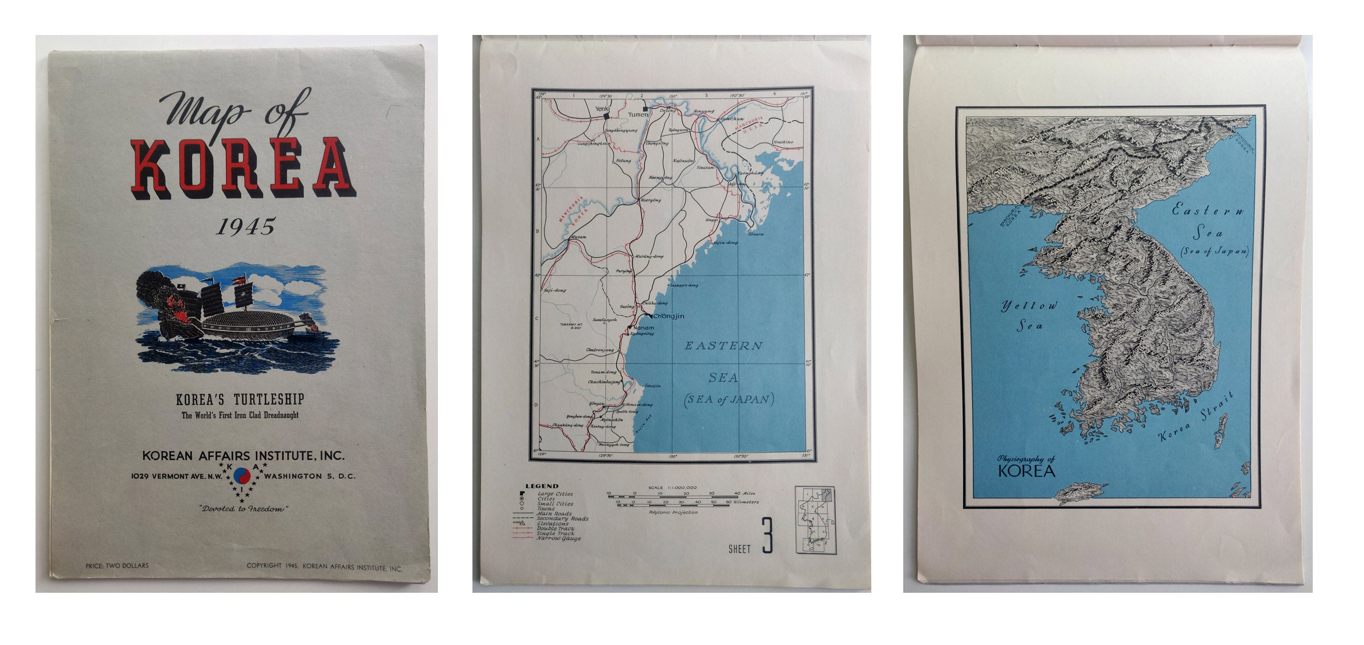 (South Korea &amp; North Korea) Map of Korea 1945