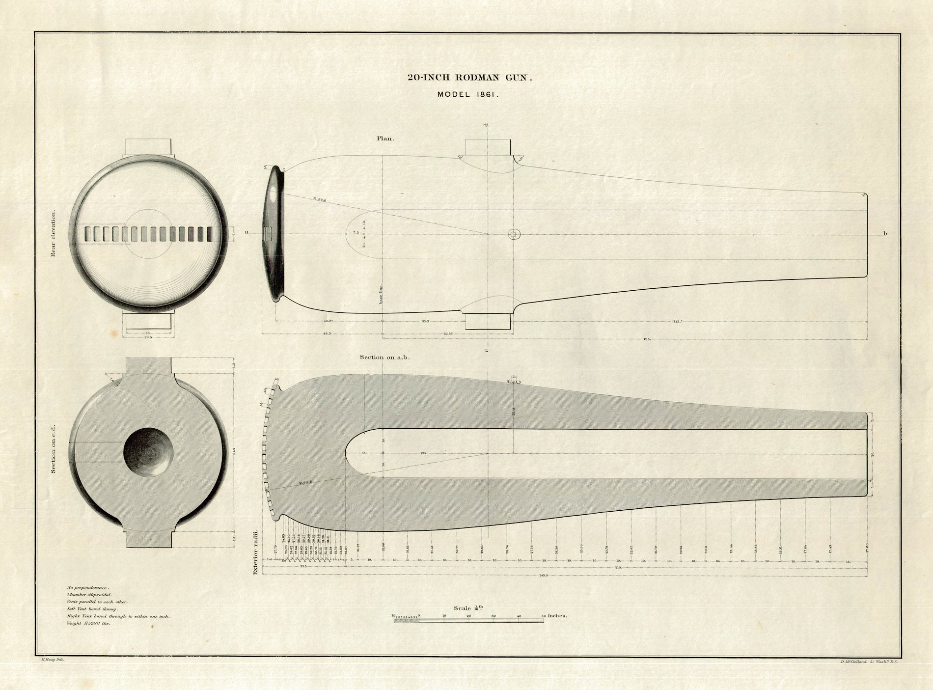 (Civil War) 20-inch Rodman Gun.- Model 1861