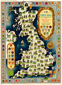 This large dramatic map was intended to encourage the cause by showing the unique and sometimes odd festivals that occur across the islands. It points out the amazing regional subcultures, many with rituals rooted in ancient times that were still practiced into the 20th century, and it's not just "Cheese Rolling", "Egg Clapping", but odd things like "the Burryman". 