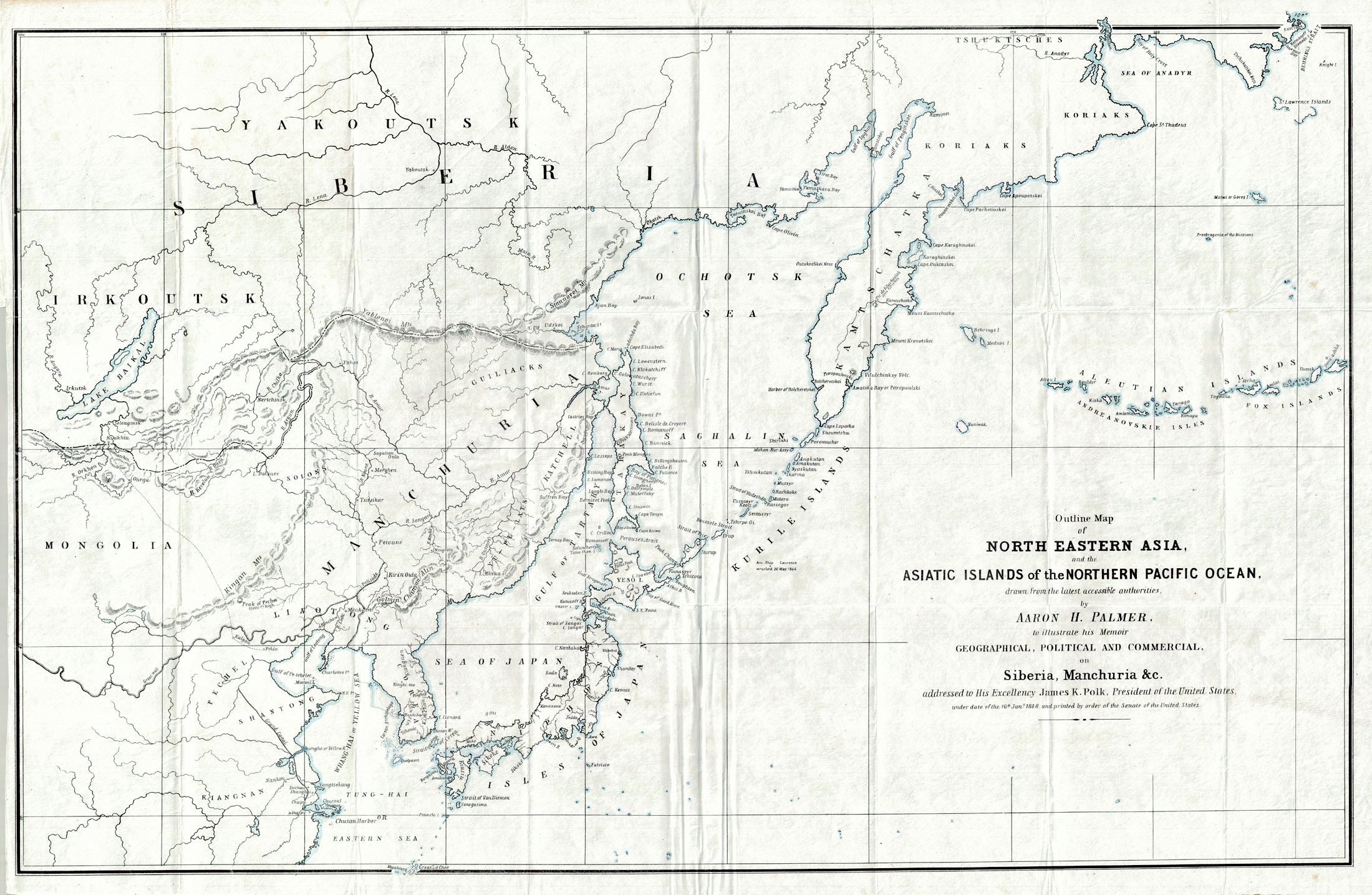 (Pacific - Asia) Outline map of north eastern Asia, and the Asiatic islands...