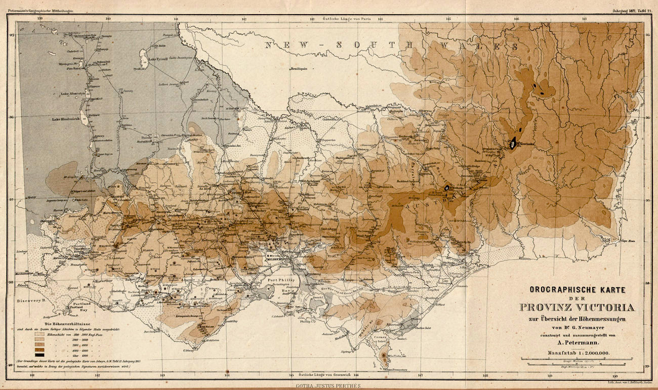(Australia - Victoria) Orographische Karte Der Provinz Victoria...