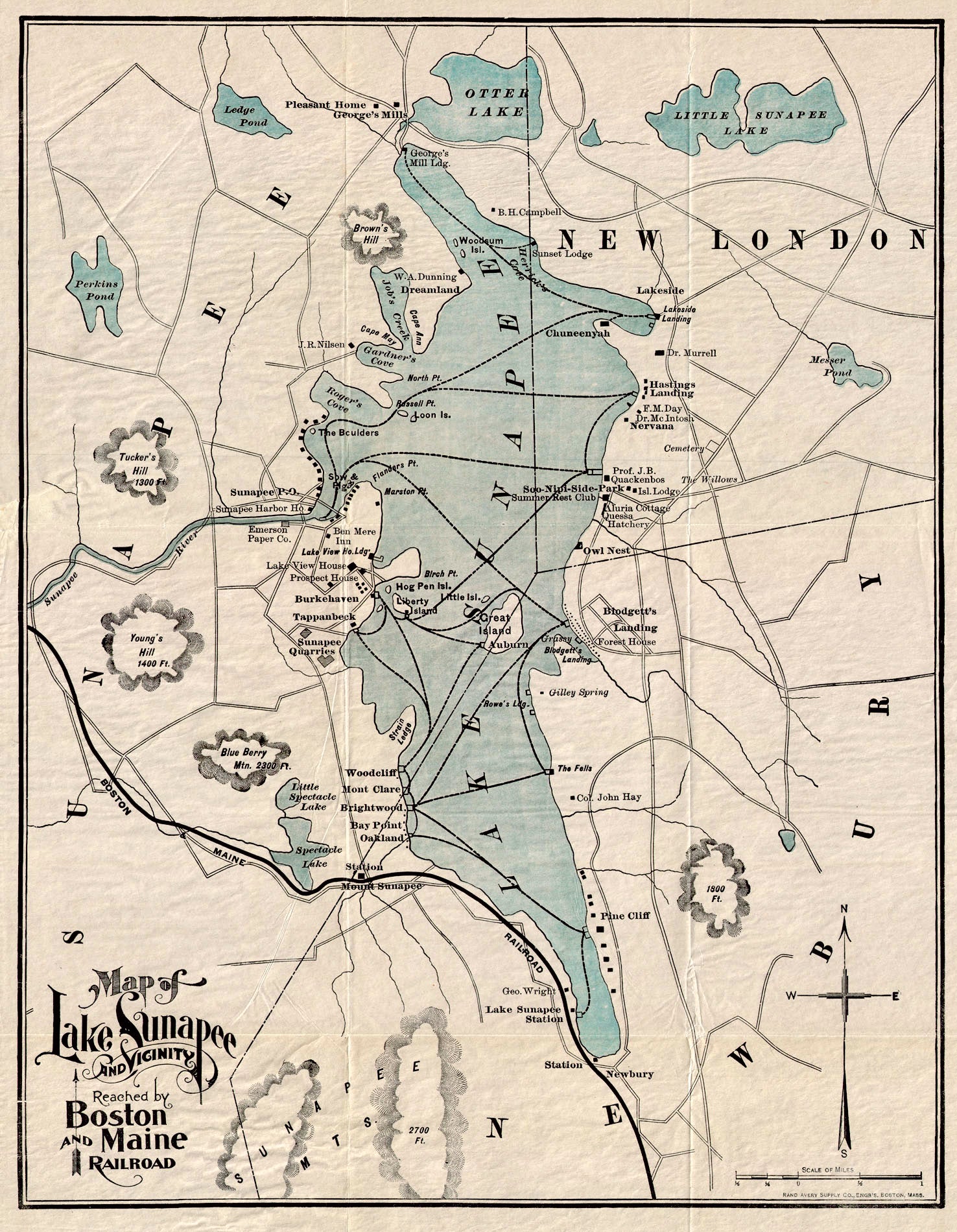 (NH-Lake Sunapee) Map of Lake Sunapee And Vicinity