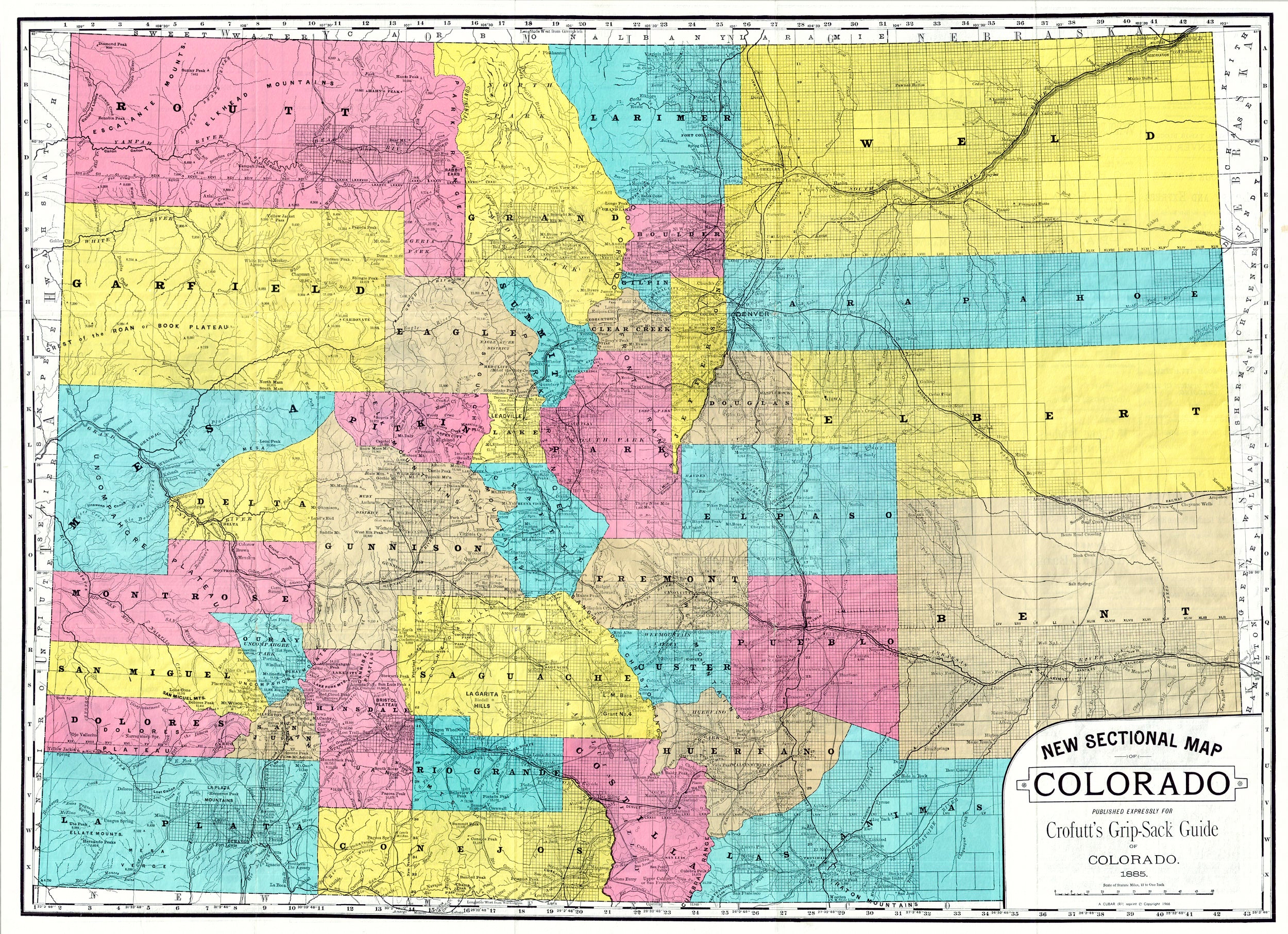 (CO.) New Sectional Map Of Colorado... – The Old Map Gallery