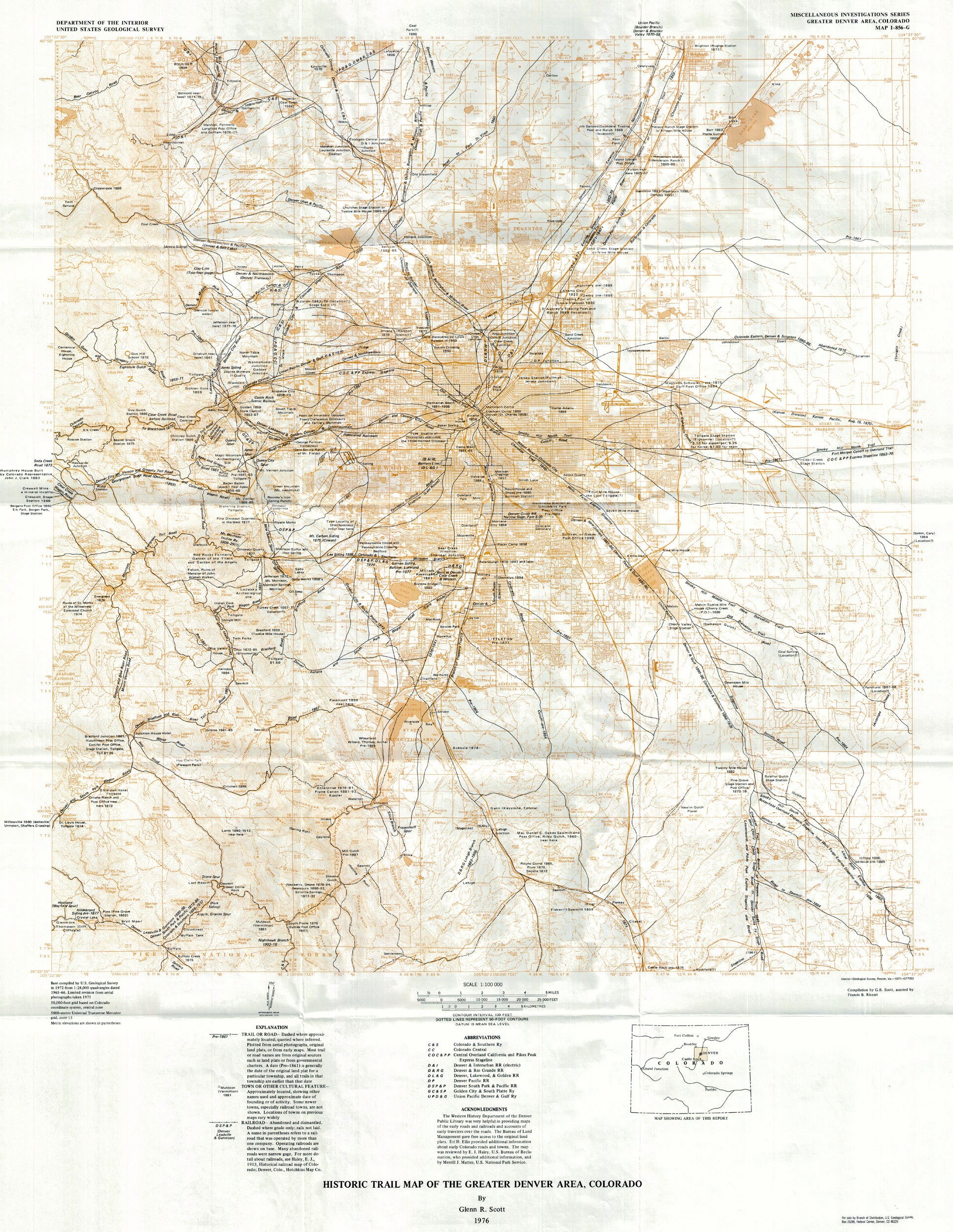 (CO. - Denver Area) Historic Trail Map Of The Greater Denver Area