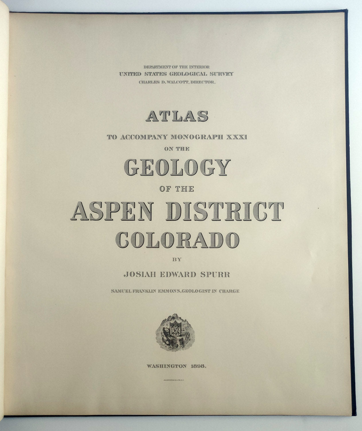CO. - Aspen) Atlas to Accompany Monograph XXXI on the Geology of the Aspen District Colorado