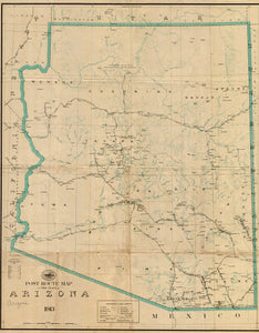 (AZ. - Postal) POST ROUTE MAP OF THE STATE OF ARIZONA