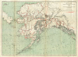 (Alaska) Map of Alaska Showing Explorations By U.S. Geological Survey in 1898...