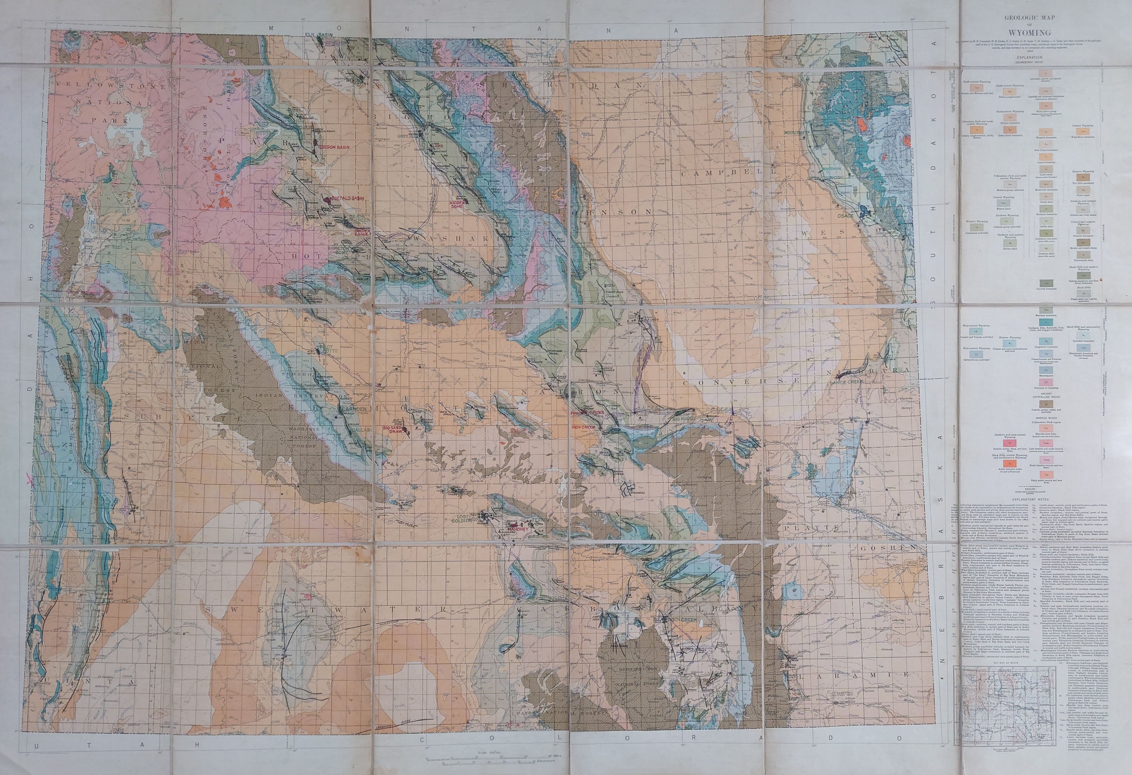 (WY. - Geological/Oil/Gas) Geologic Map of Wyoming