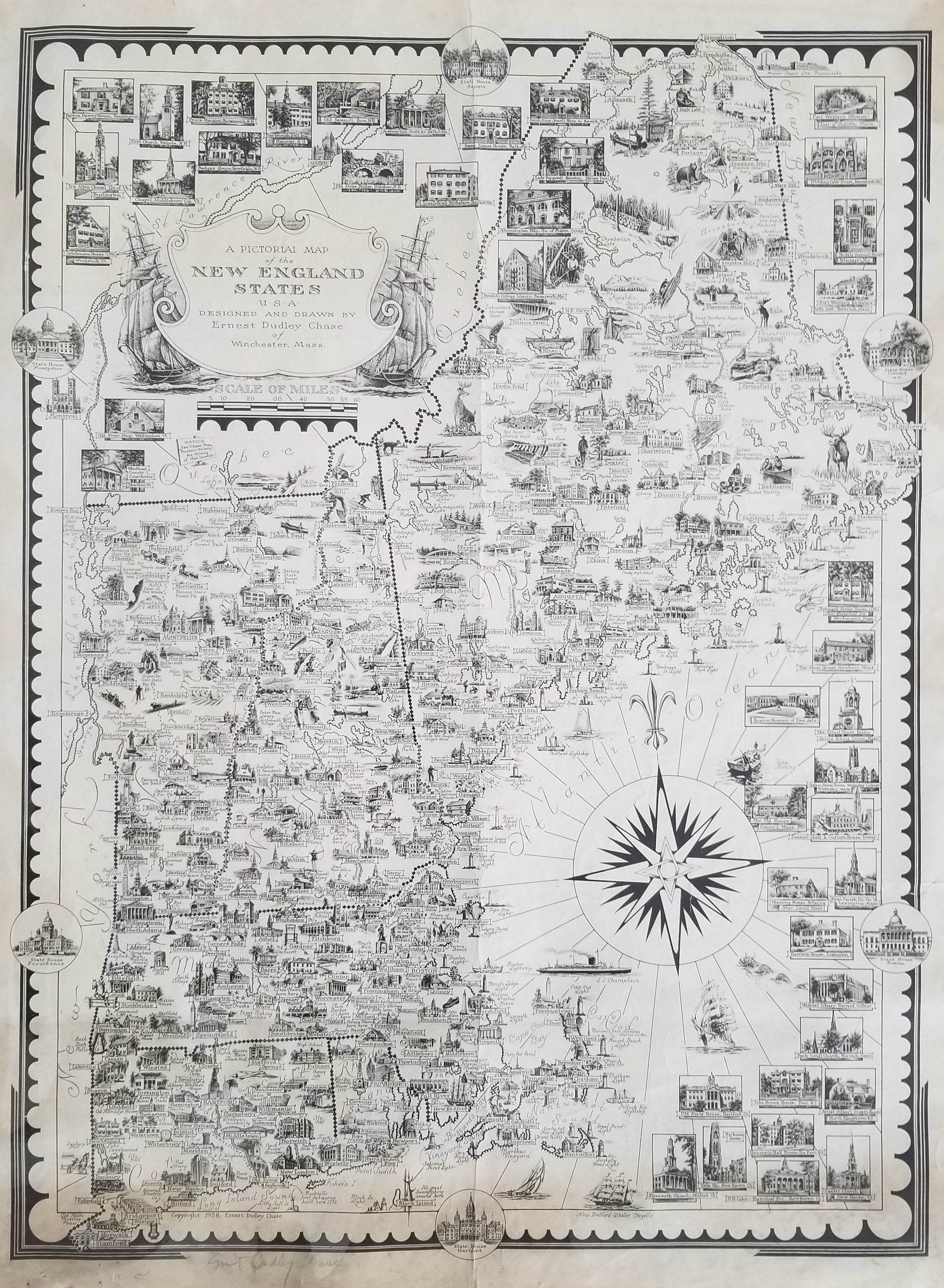 (U.S.-New England) A Pictorial Map of the New England States.