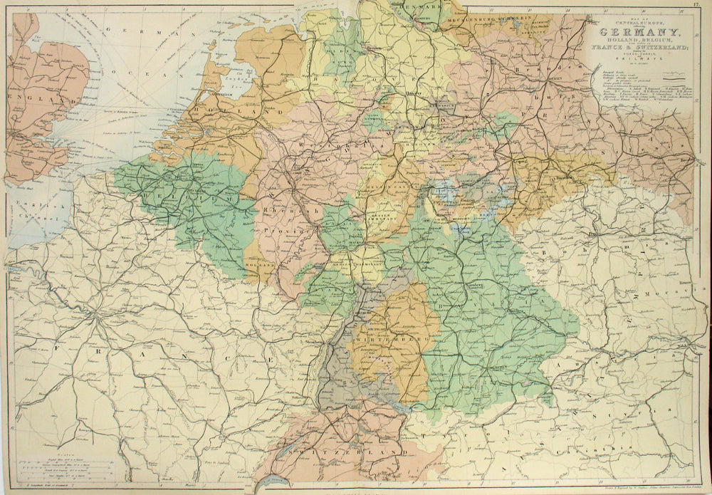 Map of Central Europe, embracing Germany, Holland, Belgium, with