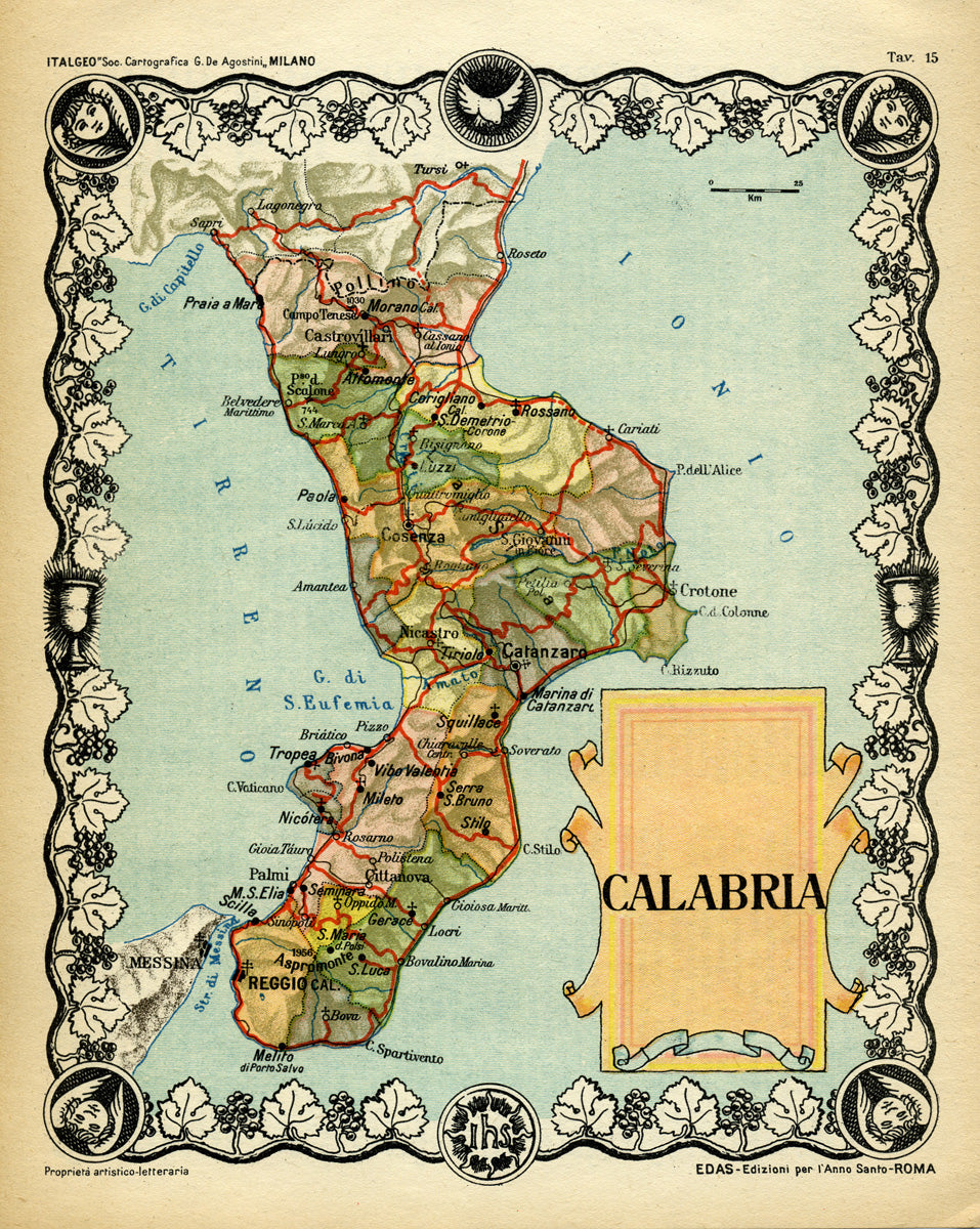 Calabrea Map (Italy-Calabria) Calabria – The Old Map Gallery