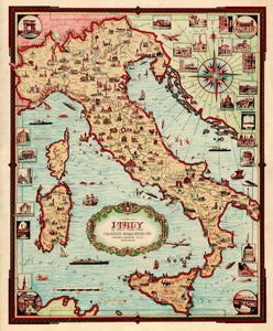 (Italy) A Pictorial Map Of Italy...