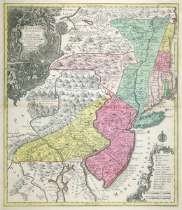 Pensylvania Nova Jersey Et Nova York cum Regionibus Ad Fluvium D
