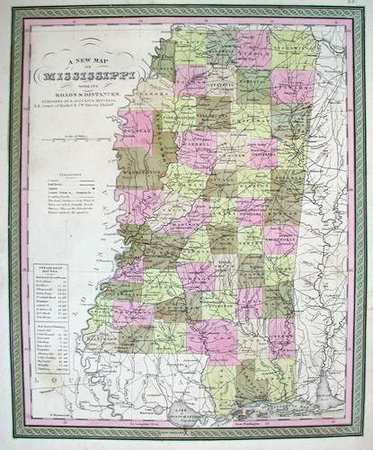 A New Map of Mississippi with its Canals Roads & Distances