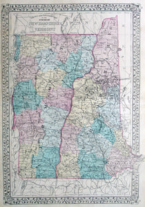 County and Township Map of the States of New Hampshire and Vermo