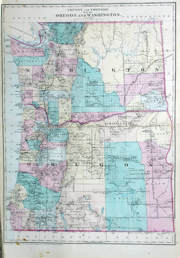 County and Township Map of Oregon and Washington