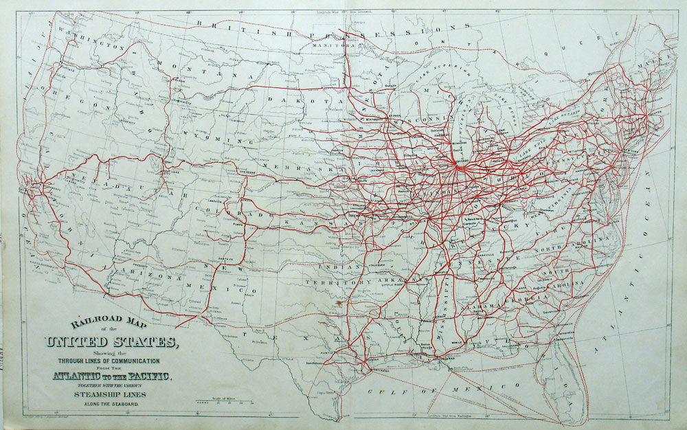 Railroad Map of the United States, Showing the Through Lines of – The ...