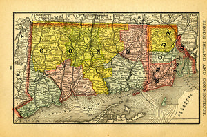 Map of Rhode Island and Connecticut