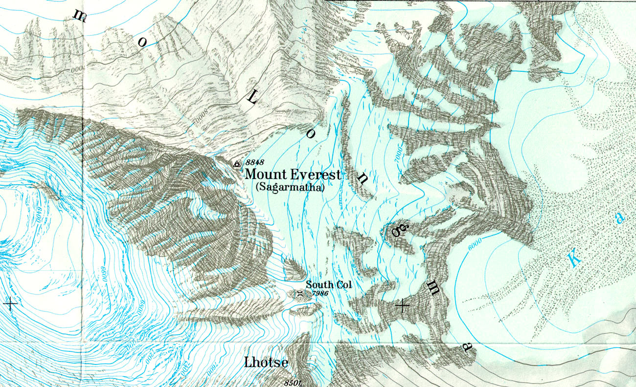 Khumbu Himal map with Mount Everest map Sagarmatha rare maps