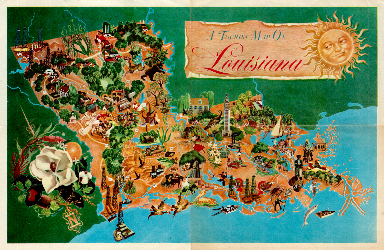 (LA.) A Tourist Map Of Louisiana