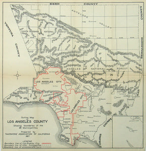 (CA. - Los Angeles) Outline Map of Los Angeles...