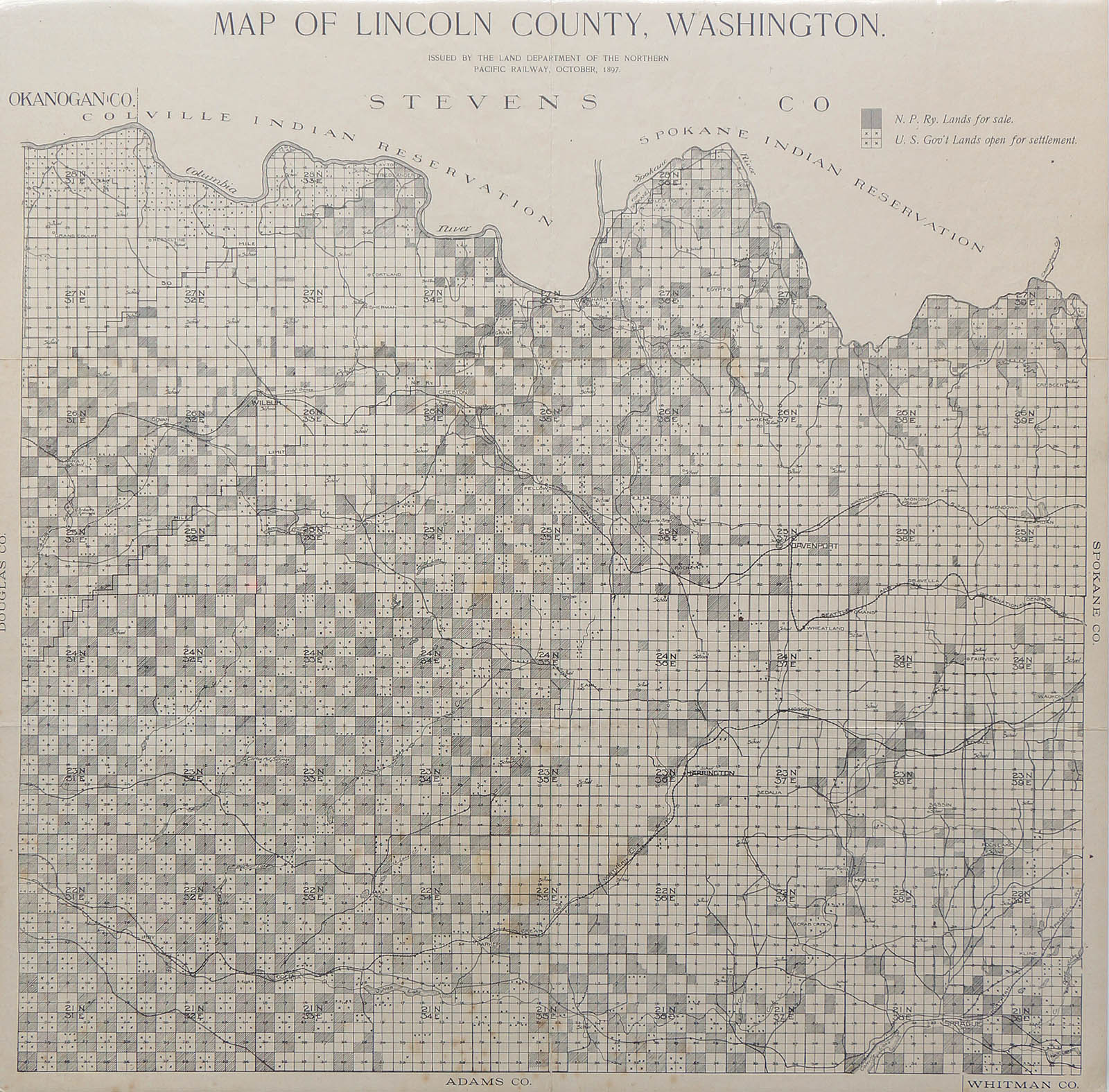 (WA.- Lincoln Co.) Map of Lincoln County