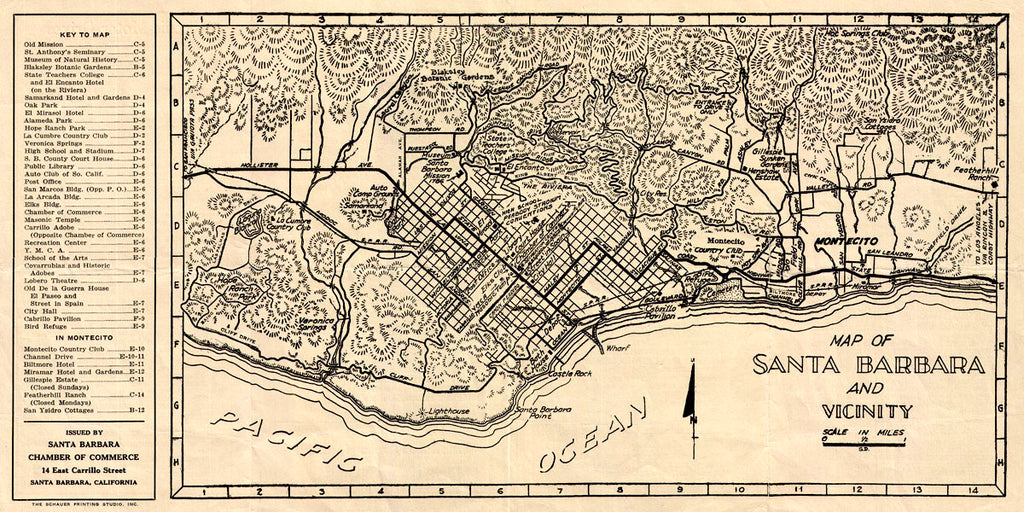 Map of Santa Barbara and Vicinity, California maps, Montecito