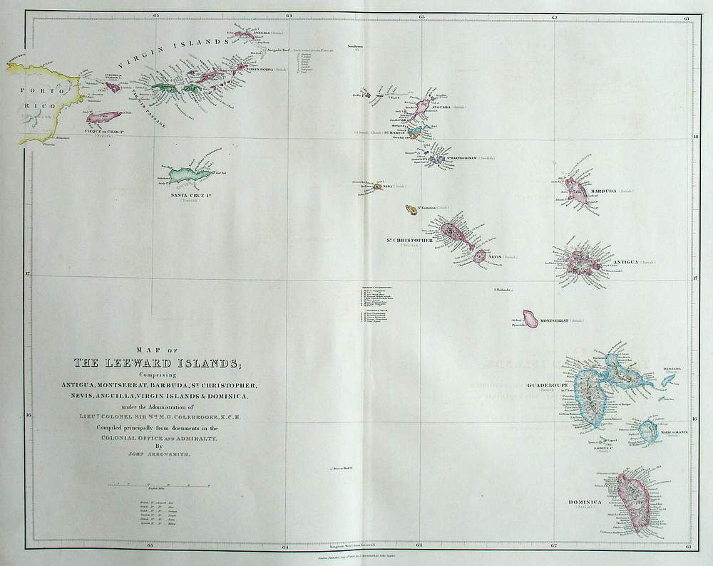 (Caribbean) Map of the Leeward Islands